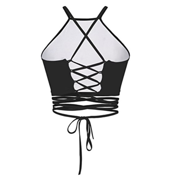 Chic Black Halter Top with White Mandala - Picture 3 of 5